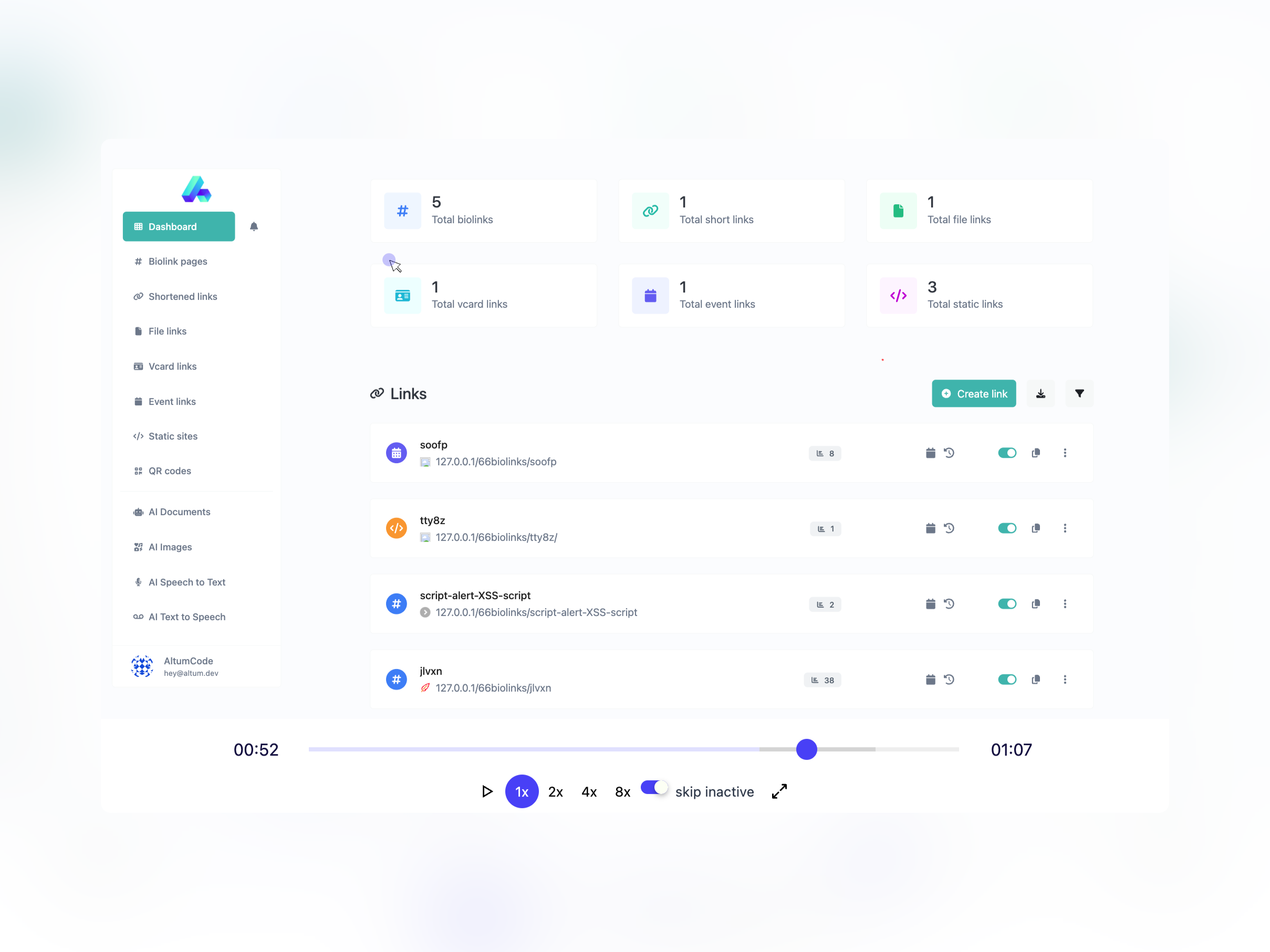 Analyticse session recording player